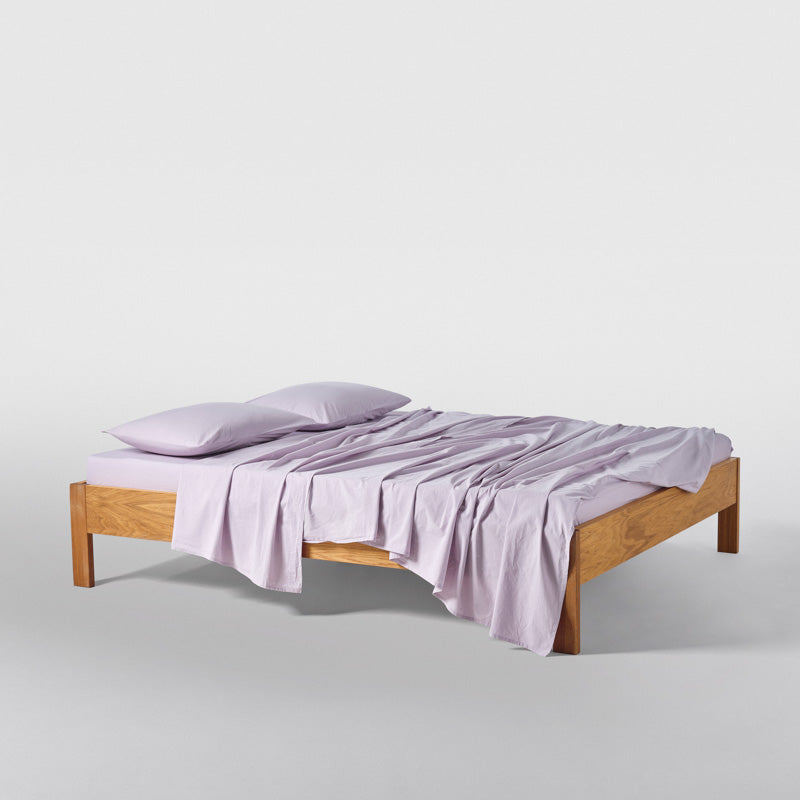 Drap plat en percale de coton lavé 120 fils • Lilas