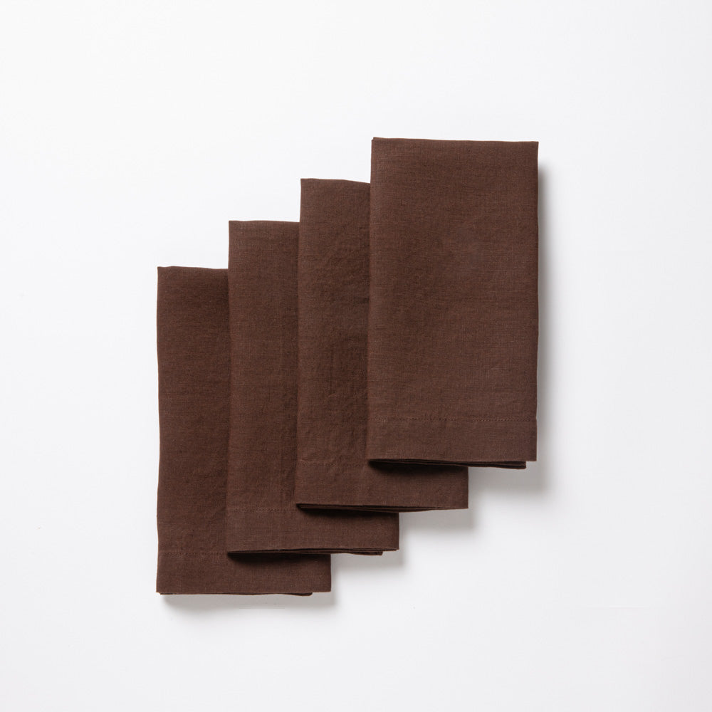 4 washed linen napkins • Cocoa