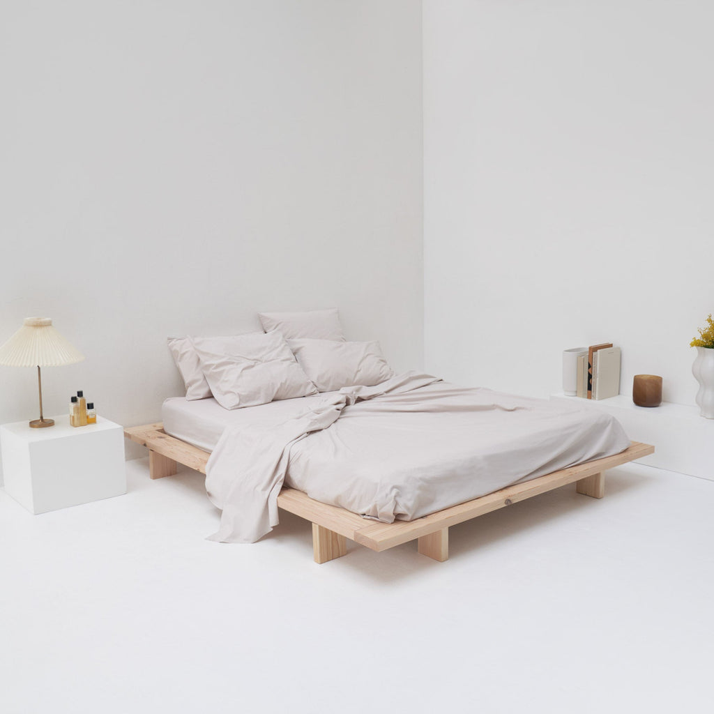 Flat sheet in washed cotton percale 120 threads • Sand Beige