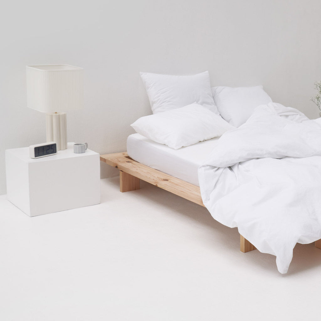 Drap housse grand bonnet percale coton lavé haut de gamme blanc Most