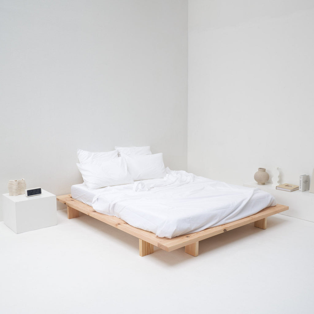 Flat sheet in washed cotton percale 120 threads • White