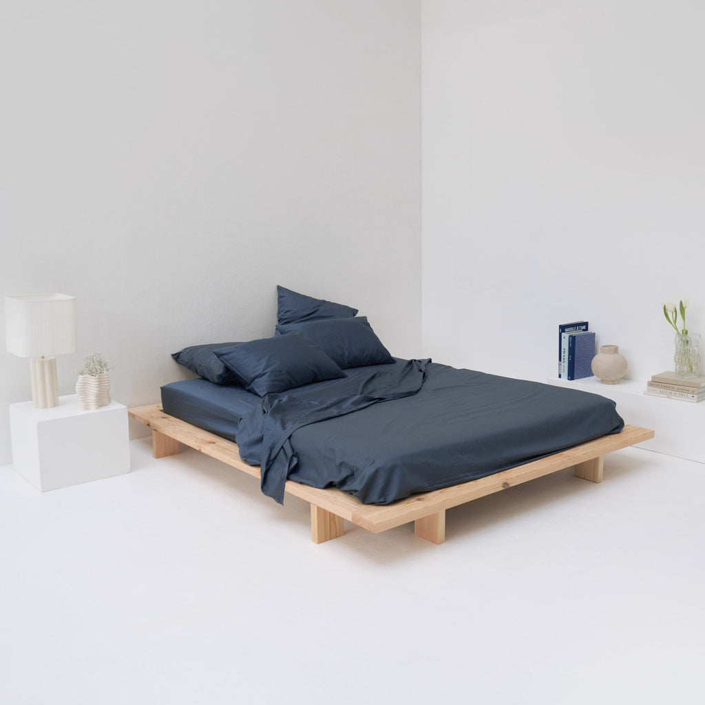 Egyptian Cotton Sateen Flat Sheet • Storm Blue