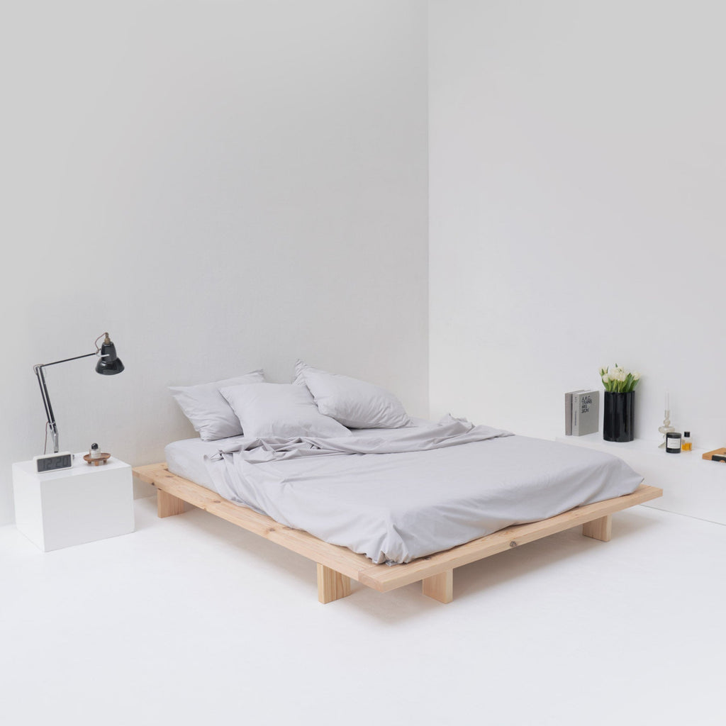 Flat sheet in washed cotton percale 120 threads • Pebble Grey