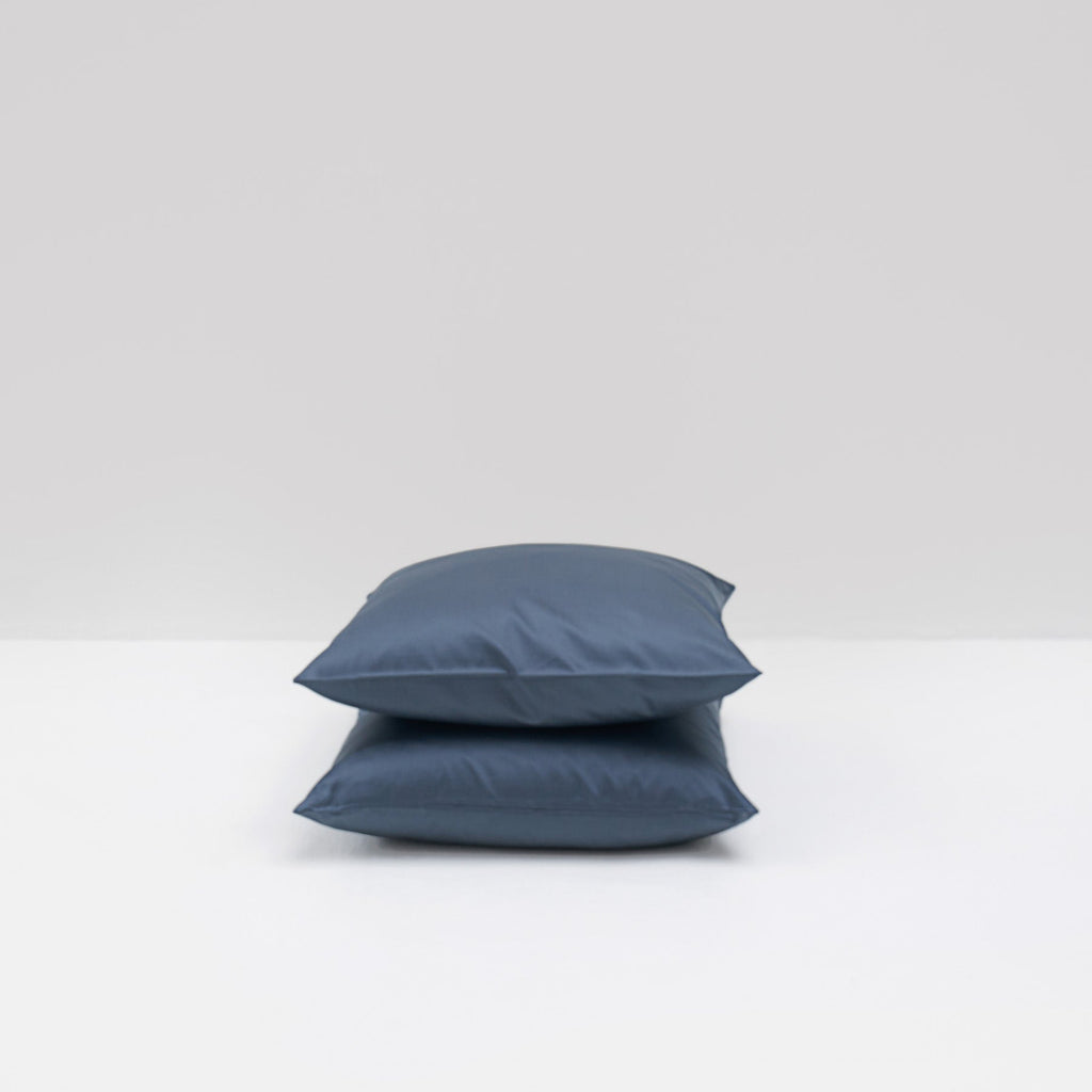 2 taies d'oreiller en satin de coton égyptien 300 fils • Bleu Orage