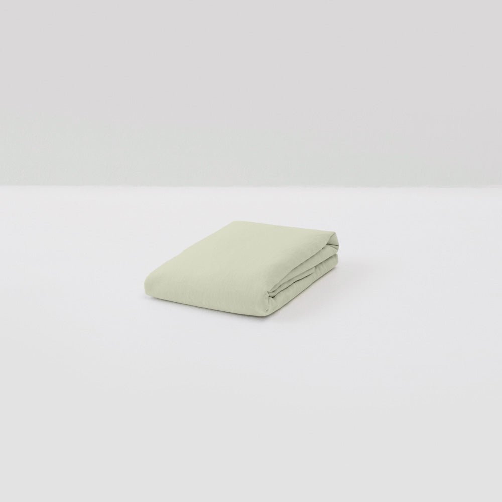 Sage washed linen fitted sheet