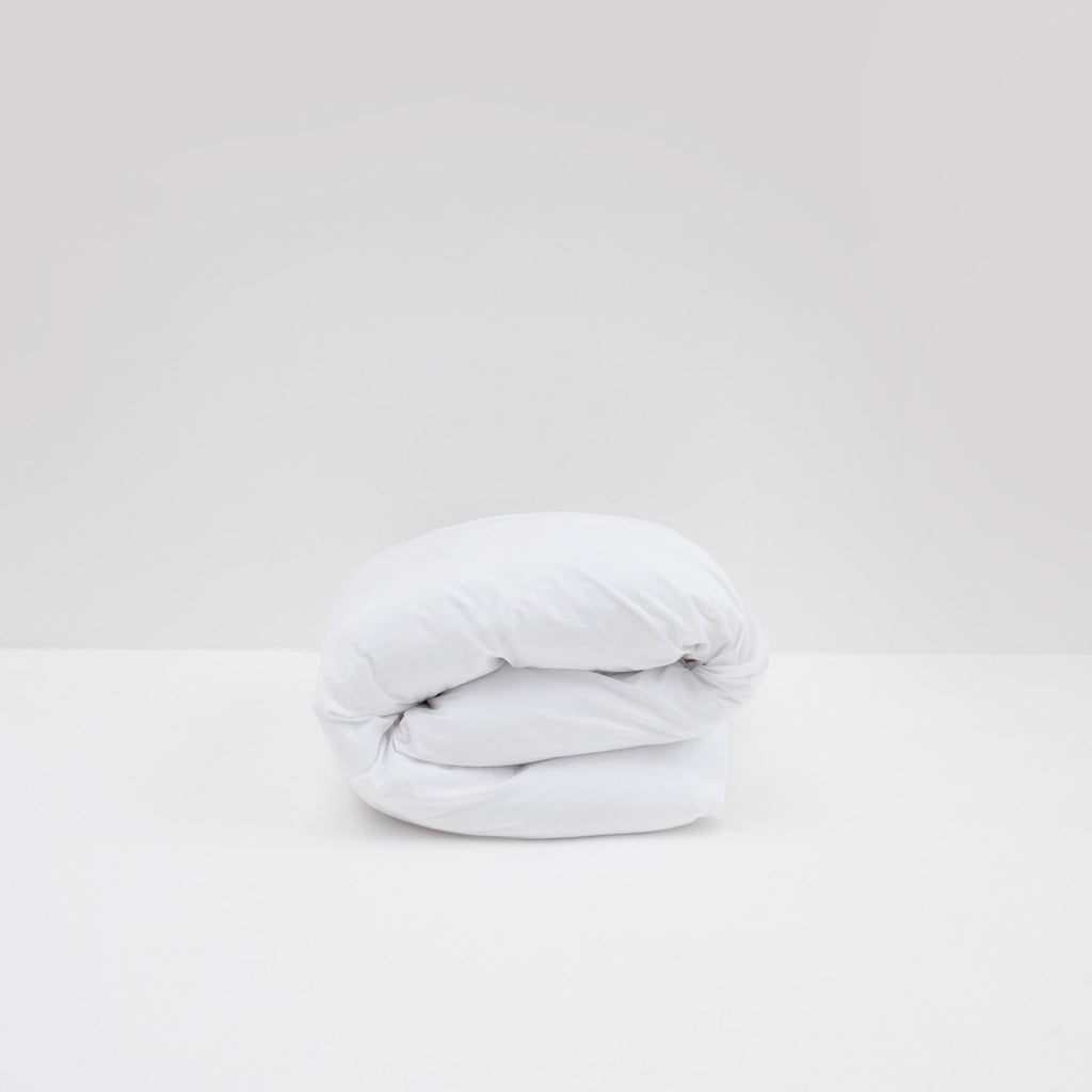 120 thread count washed cotton percale duvet cover • White