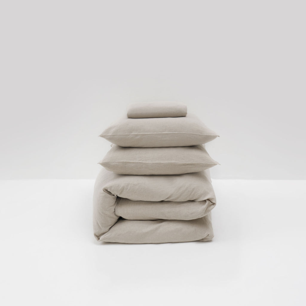 Natural washed linen bedding set