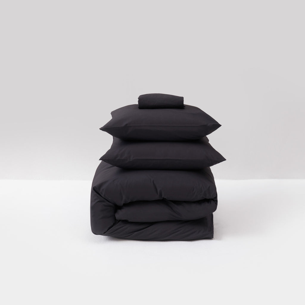 parure deparure de lit haut de gamme qualité percale de coton lavé egyptien gris graphite Most