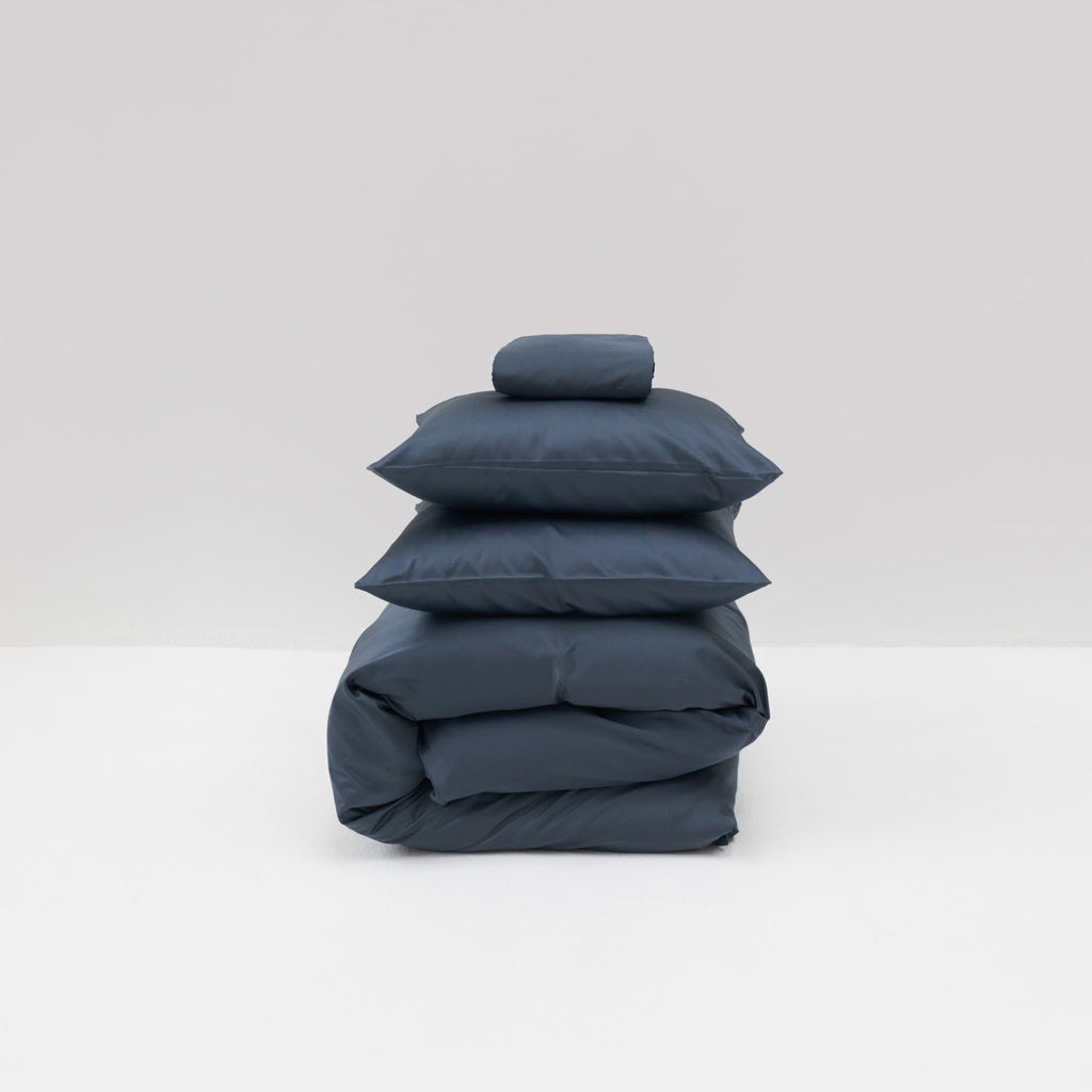 Parure de lit en satin de coton égyptien 300 fils • Bleu Orage