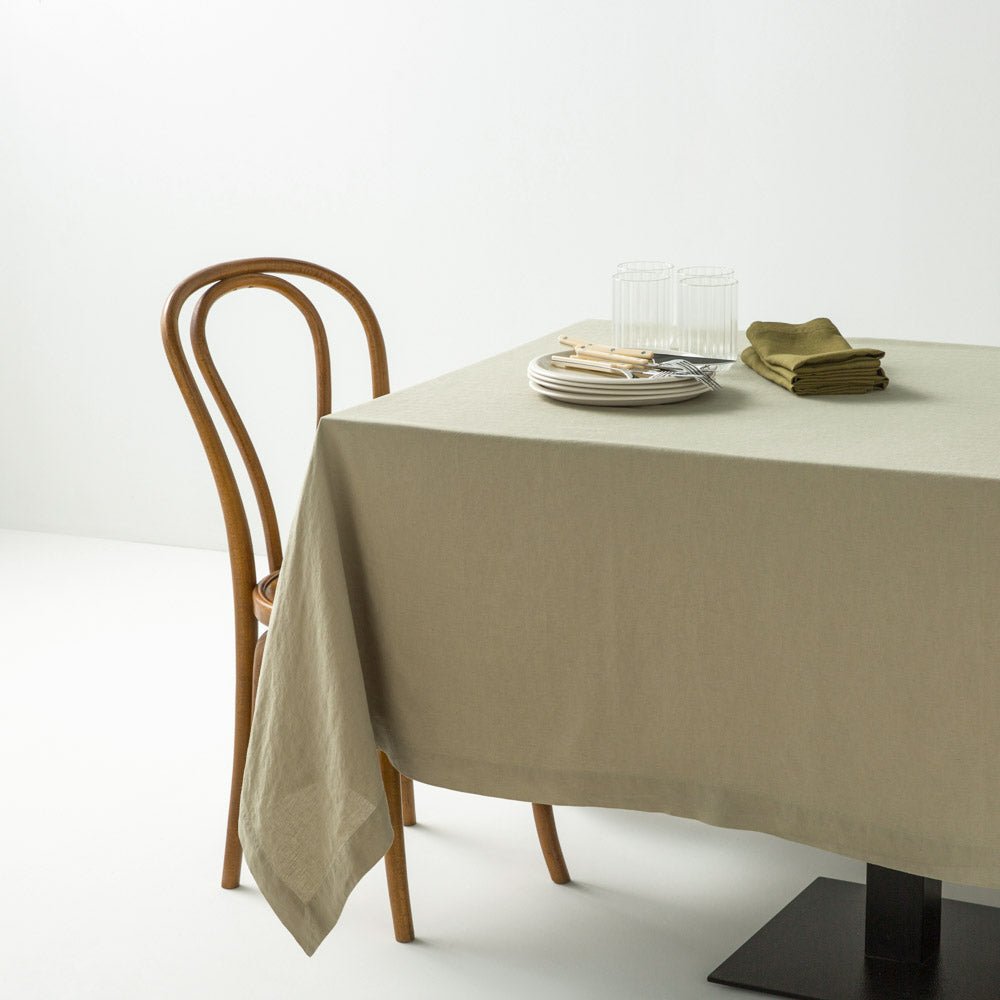 Sage washed linen tablecloth 