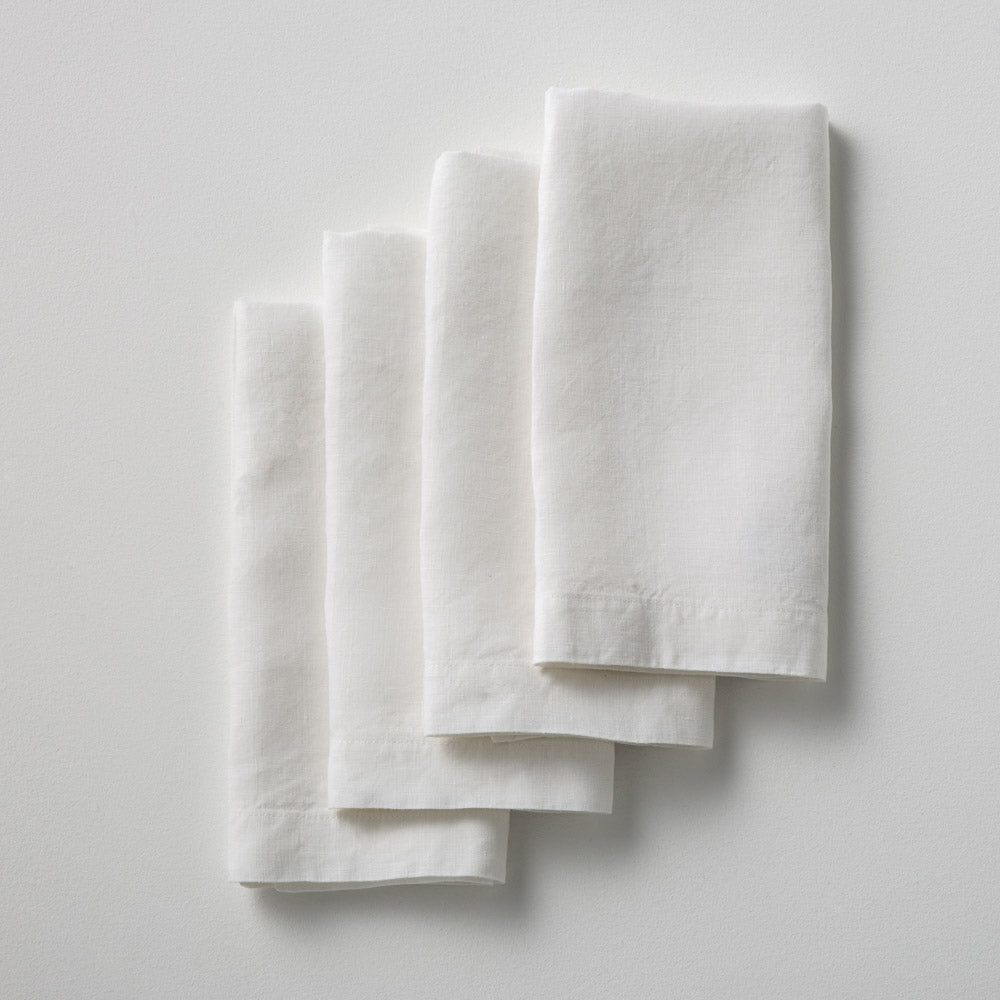 4 white washed linen napkins 