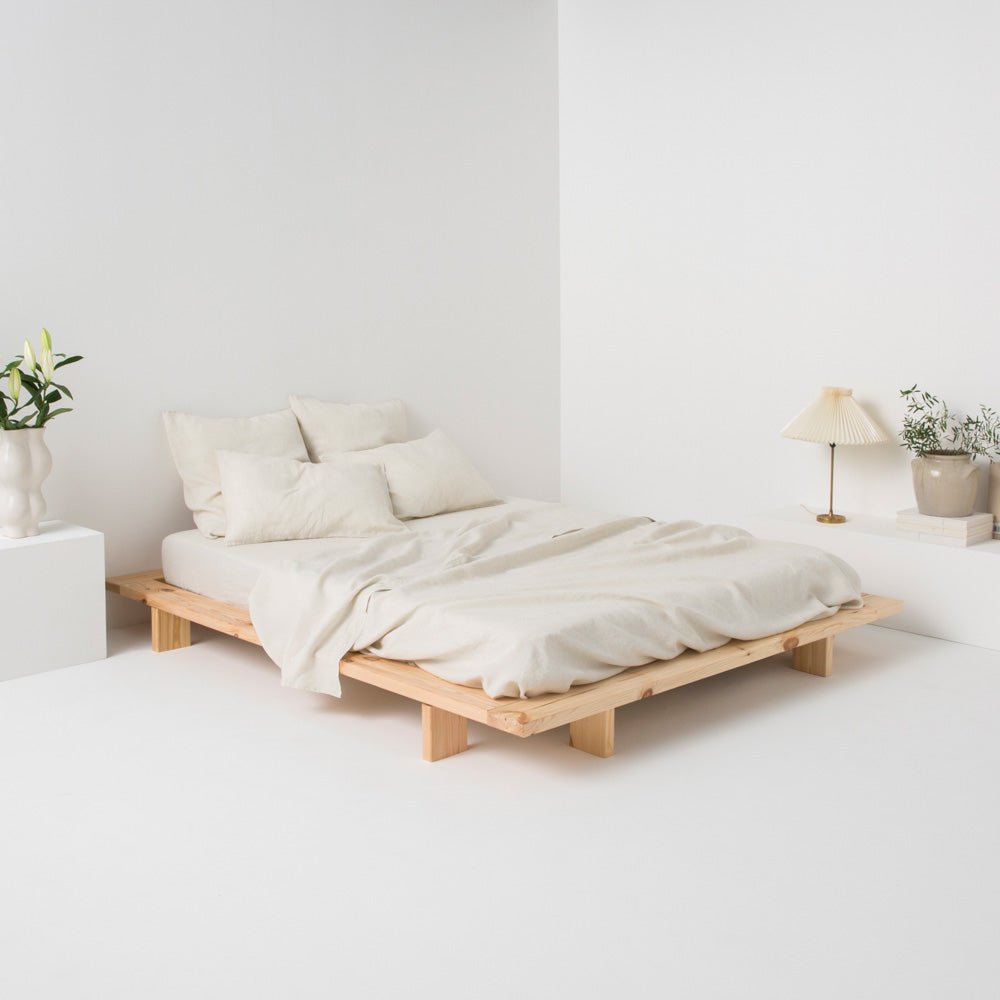 Flat sheet in washed linen 190g/m² • Black Stripes