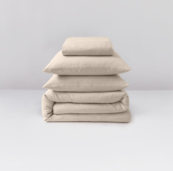 Parure de draps coton lit 140 cm 4 pièces Cottey Verte - Linge de lit - Eminza